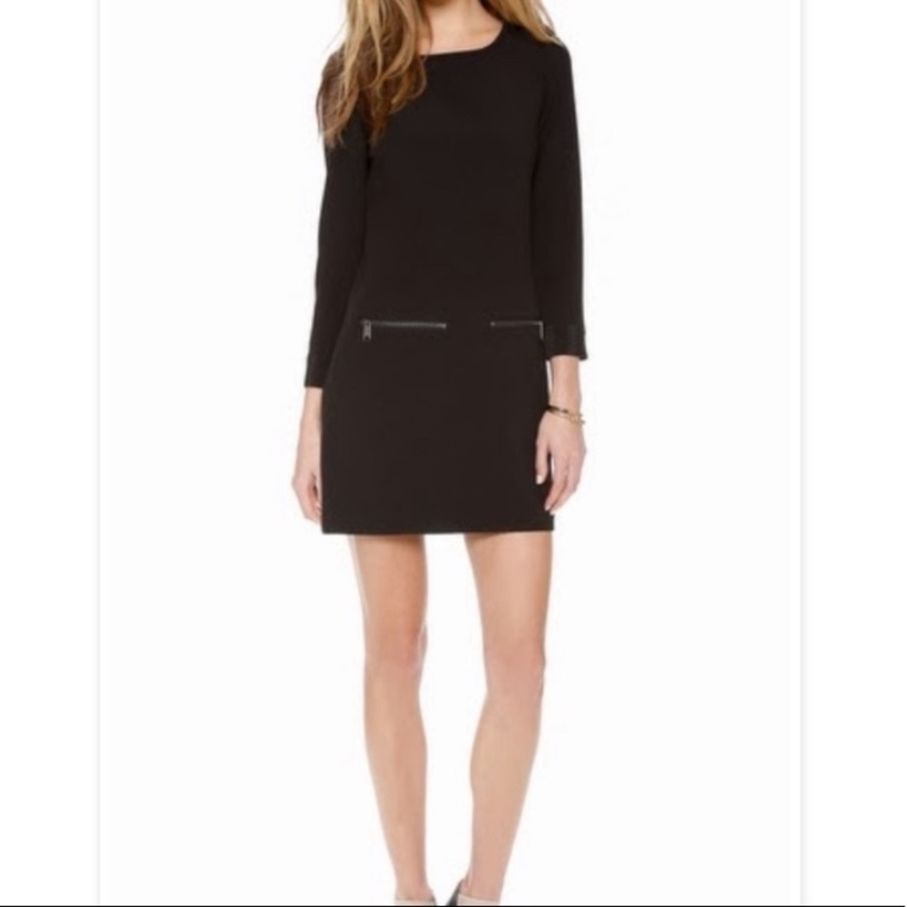 Madewell long sleeve shift dress moto details black colour